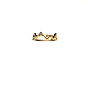 SECRET BOX Mountainscape Ring Adj 14 karat gold dipped CZ stone mountain view